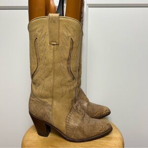 Samello western cowboy tan leather boots